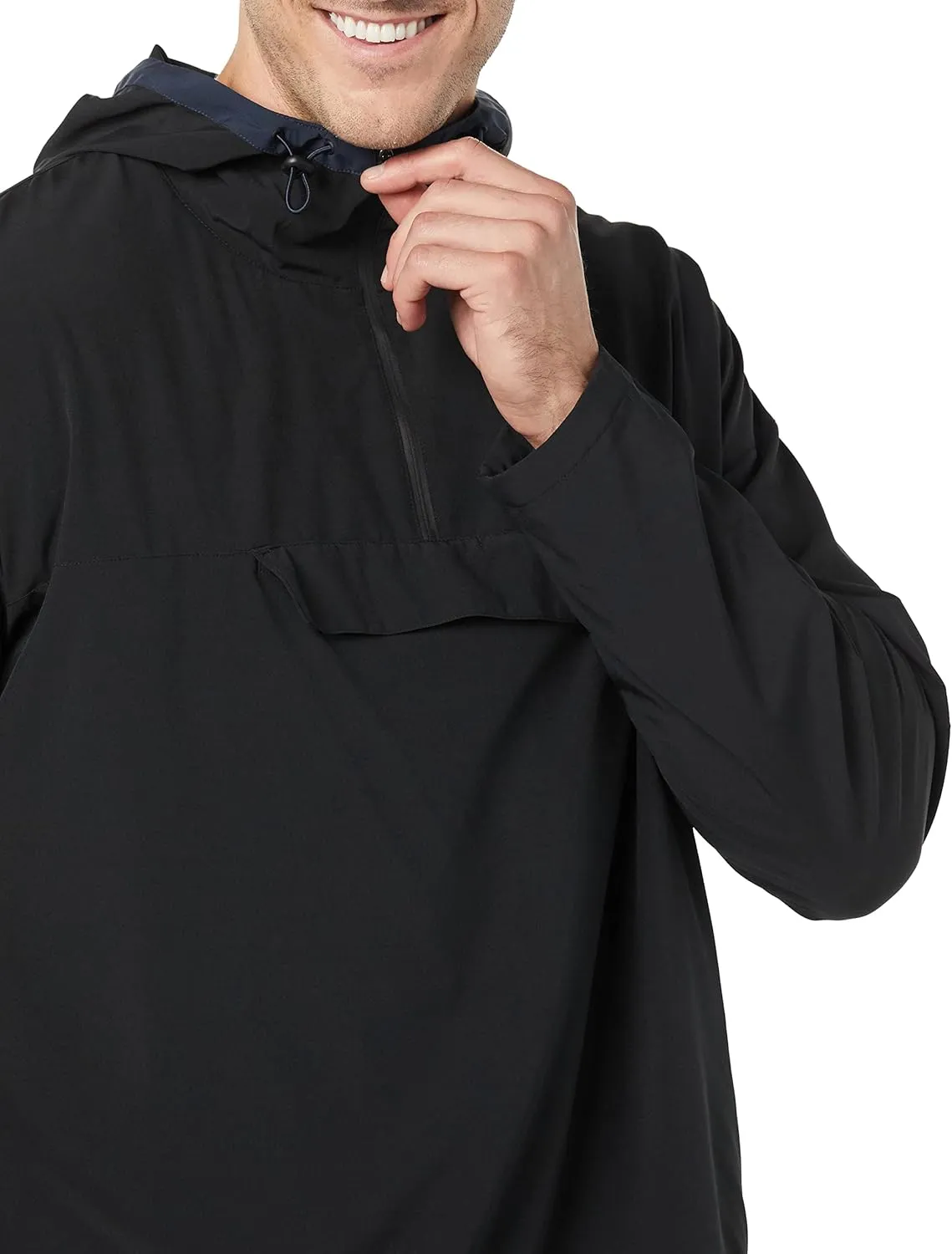 Amazon Essentials Men's Stretch Woven Quarter Zip Hooded Colorblock Jacket