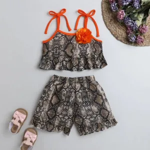 Animal Printed Strap Top Short Set