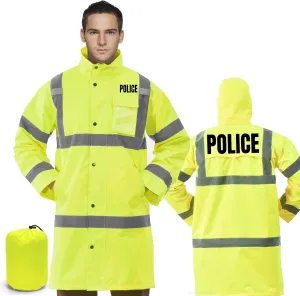 AYKRM HIGH VIS Reflective Rain Jacket security Hi Vis Rain Suits Waterproof Heavy Duty Long Rain Coats Safety Rain Gear