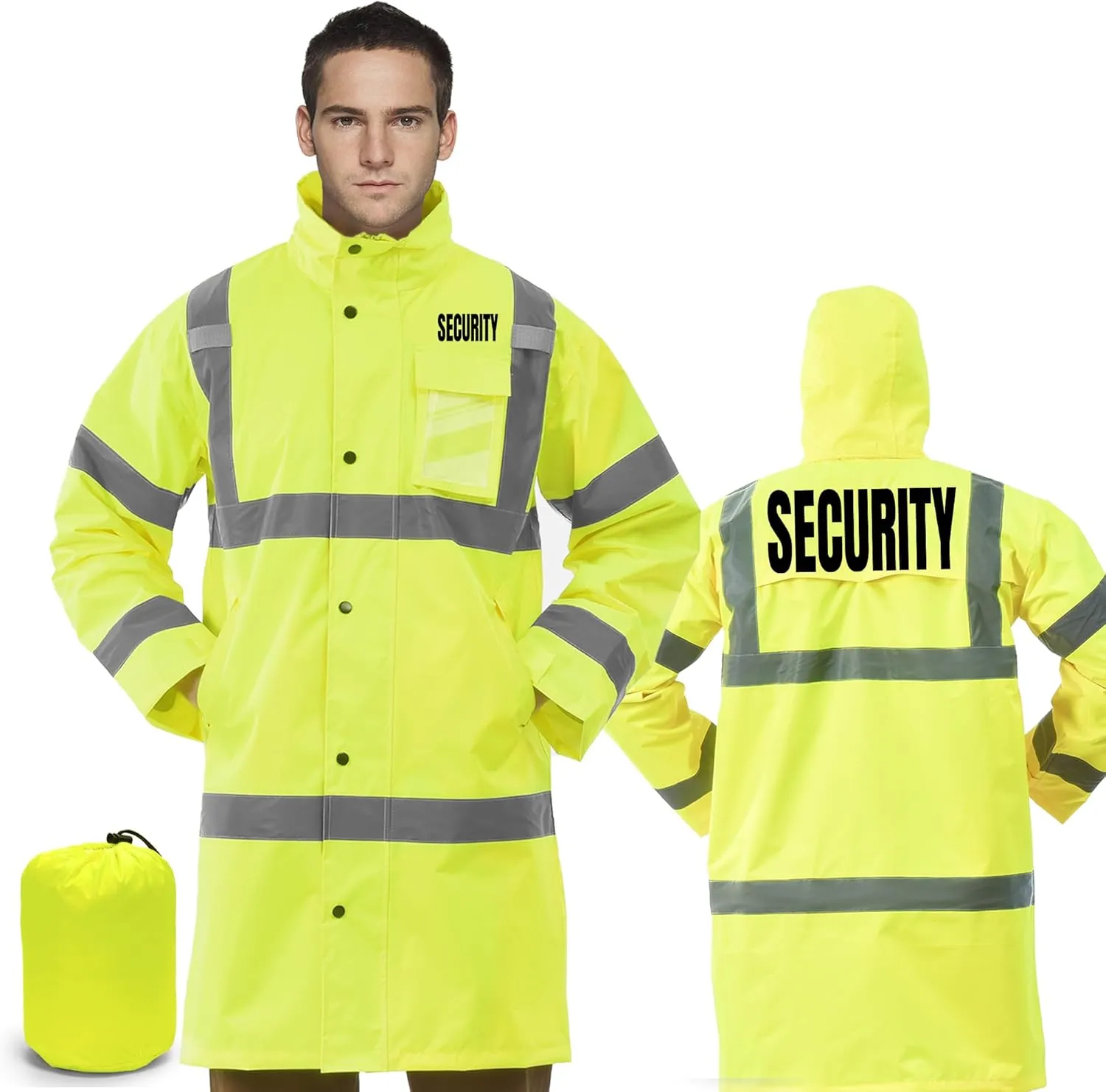 AYKRM HIGH VIS Reflective Rain Jacket security Hi Vis Rain Suits Waterproof Heavy Duty Long Rain Coats Safety Rain Gear