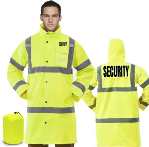 AYKRM HIGH VIS Reflective Rain Jacket security Hi Vis Rain Suits Waterproof Heavy Duty Long Rain Coats Safety Rain Gear