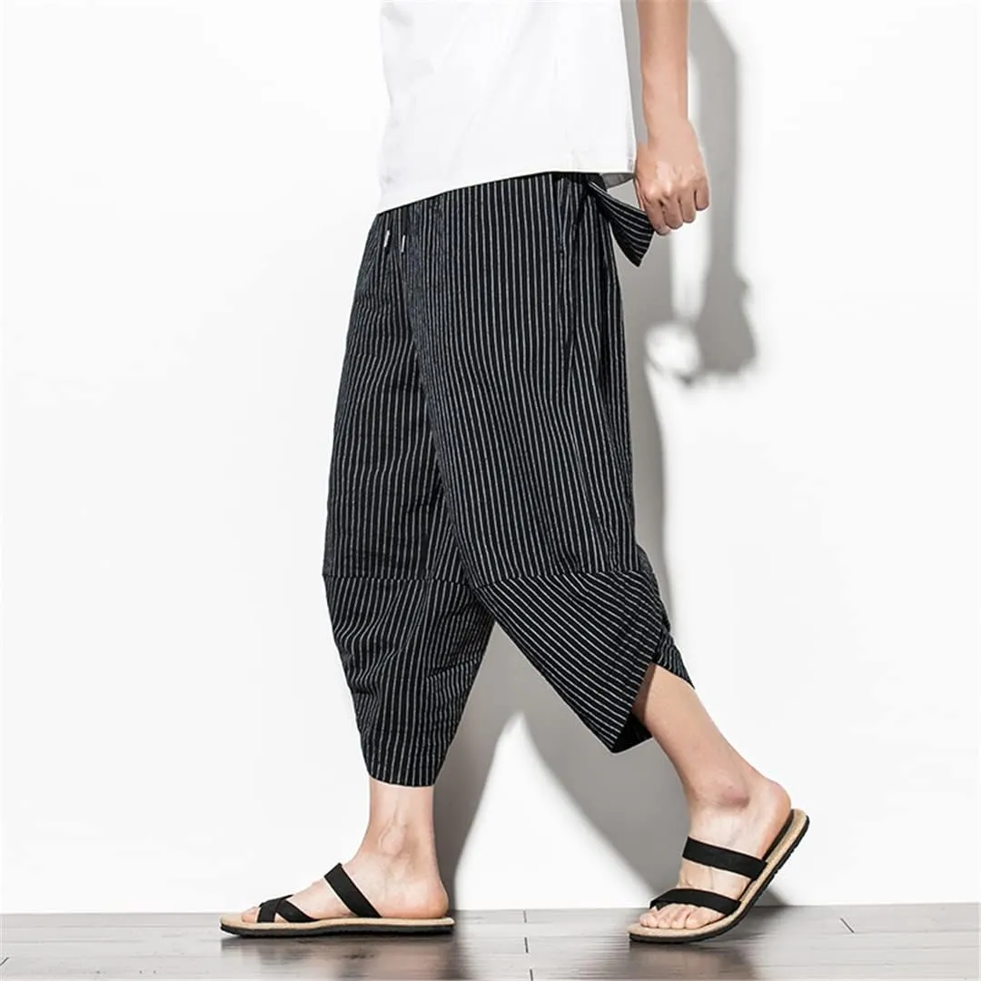 Baggy Harem Pants Men's Japanese Vintage Striped Bloomers Men Women Hip Hop Turnip Pantalon