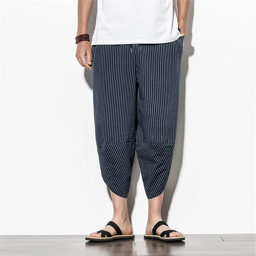 Baggy Harem Pants Men's Japanese Vintage Striped Bloomers Men Women Hip Hop Turnip Pantalon