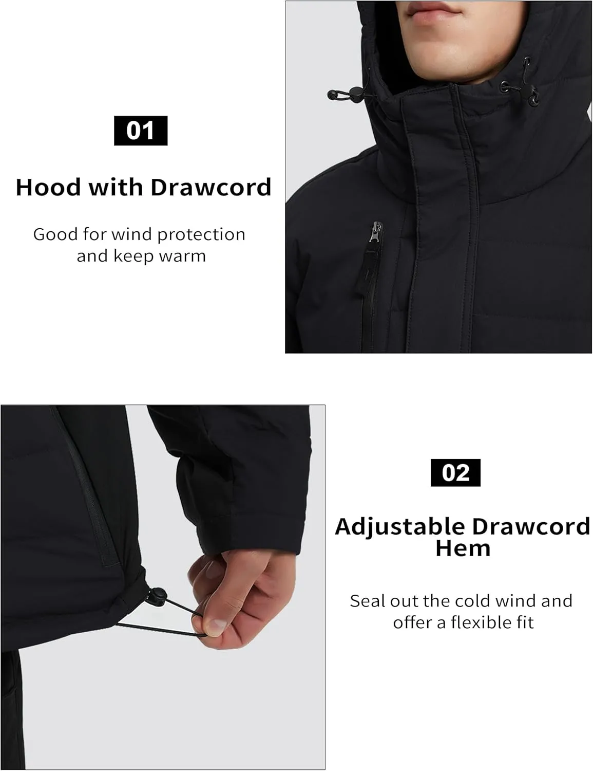 Bakery Men's Puffer Jacket Lightweight Water Resistant Hooded Down Jacket Insulated Winter Warm Coat
