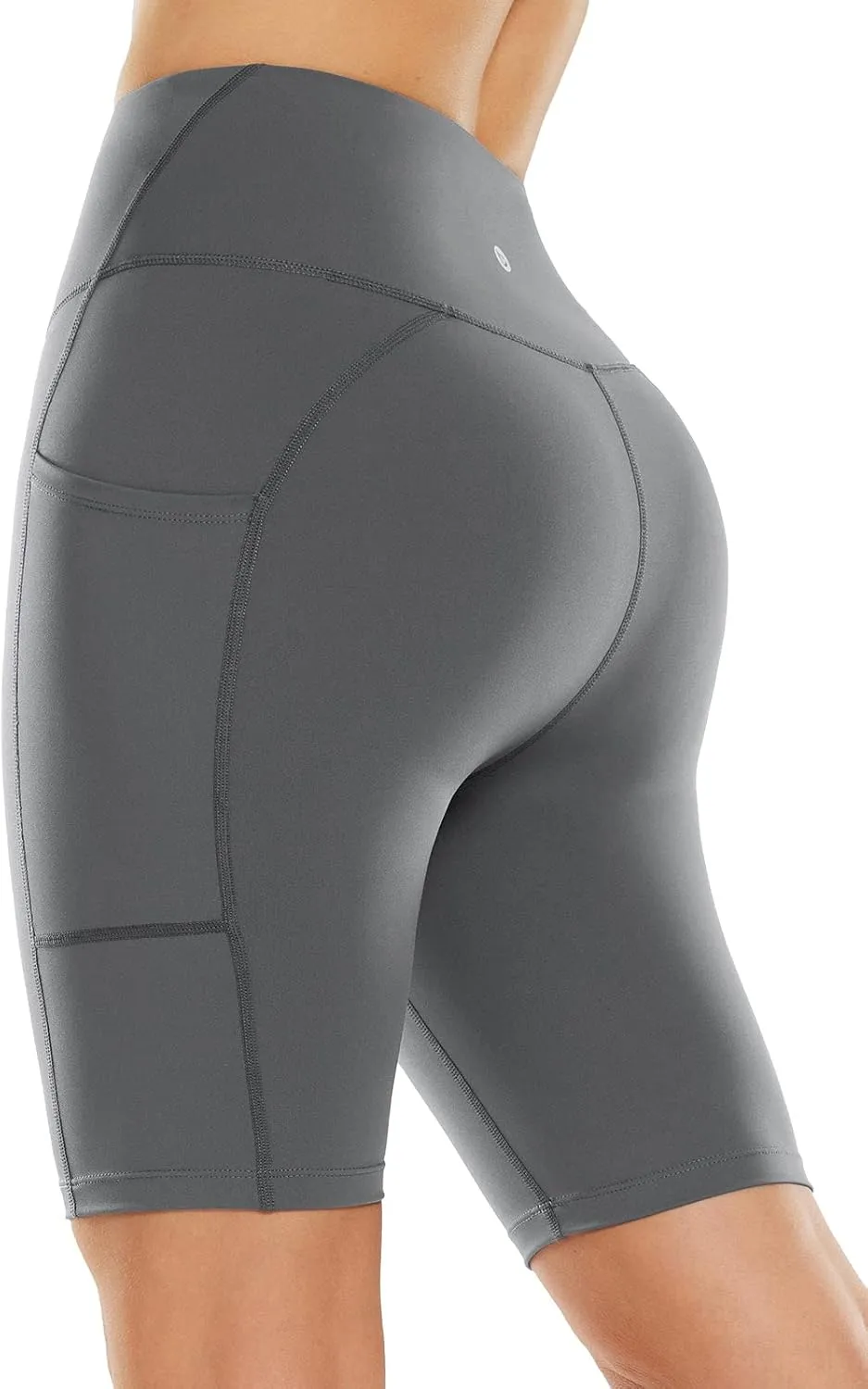 baleaf Sweatleaf Women's Light Compression Biker Shorts 8" High Waisted Yoga Gym Spandex Shorts Side Pockets