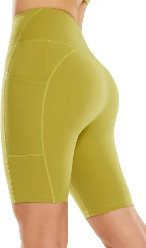 baleaf Sweatleaf Women's Light Compression Biker Shorts 8" High Waisted Yoga Gym Spandex Shorts Side Pockets