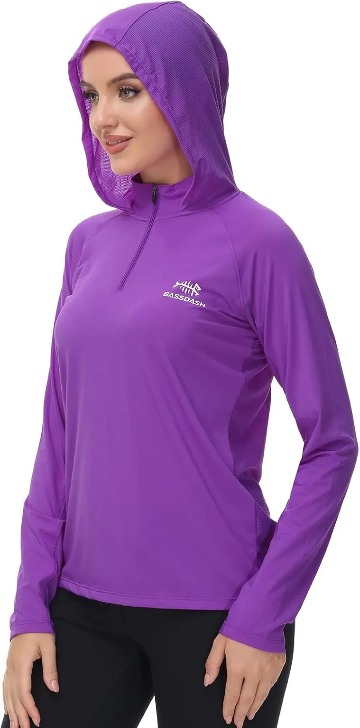BASSDASH Womens UPF 50  Performance Hoodie Long Sleeve UV Fishing Hiking Shirt