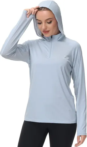 BASSDASH Womens UPF 50  Performance Hoodie Long Sleeve UV Fishing Hiking Shirt