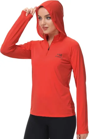 BASSDASH Womens UPF 50  Performance Hoodie Long Sleeve UV Fishing Hiking Shirt