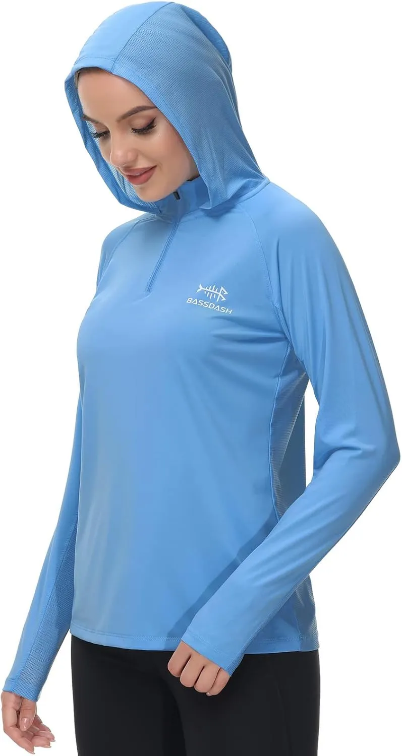 BASSDASH Womens UPF 50  Performance Hoodie Long Sleeve UV Fishing Hiking Shirt