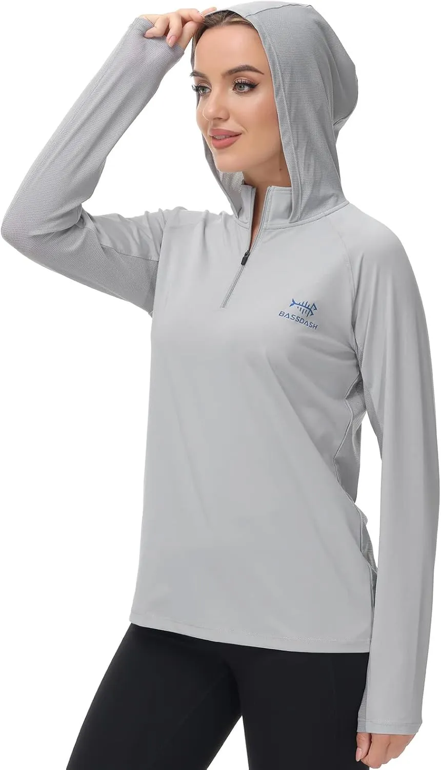 BASSDASH Womens UPF 50  Performance Hoodie Long Sleeve UV Fishing Hiking Shirt