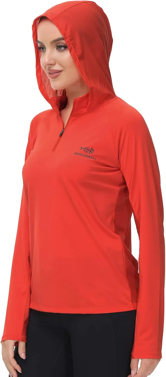 BASSDASH Womens UPF 50  Performance Hoodie Long Sleeve UV Fishing Hiking Shirt