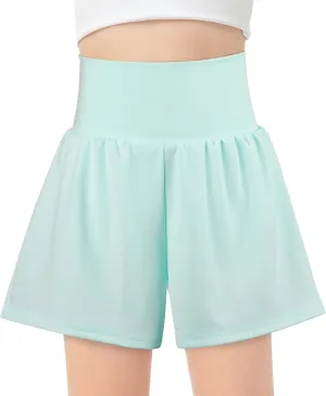 BIG ELEPHANT Girls Swim Shorts, Kids Athletic Butterfly Short with Safety Liner, Youth Active Flowy Shorts