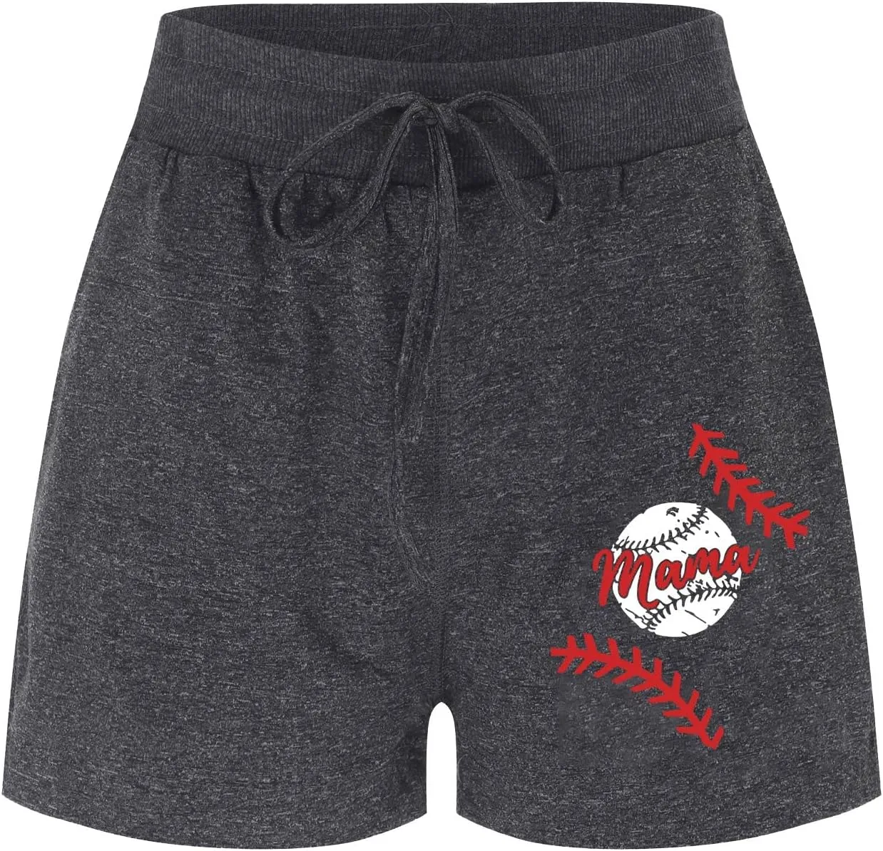 Biker Shorts Women Baseball Print Drawstring Elastic Waist Summer Shorts with Pocket Casual Lightweight Bermuda Short