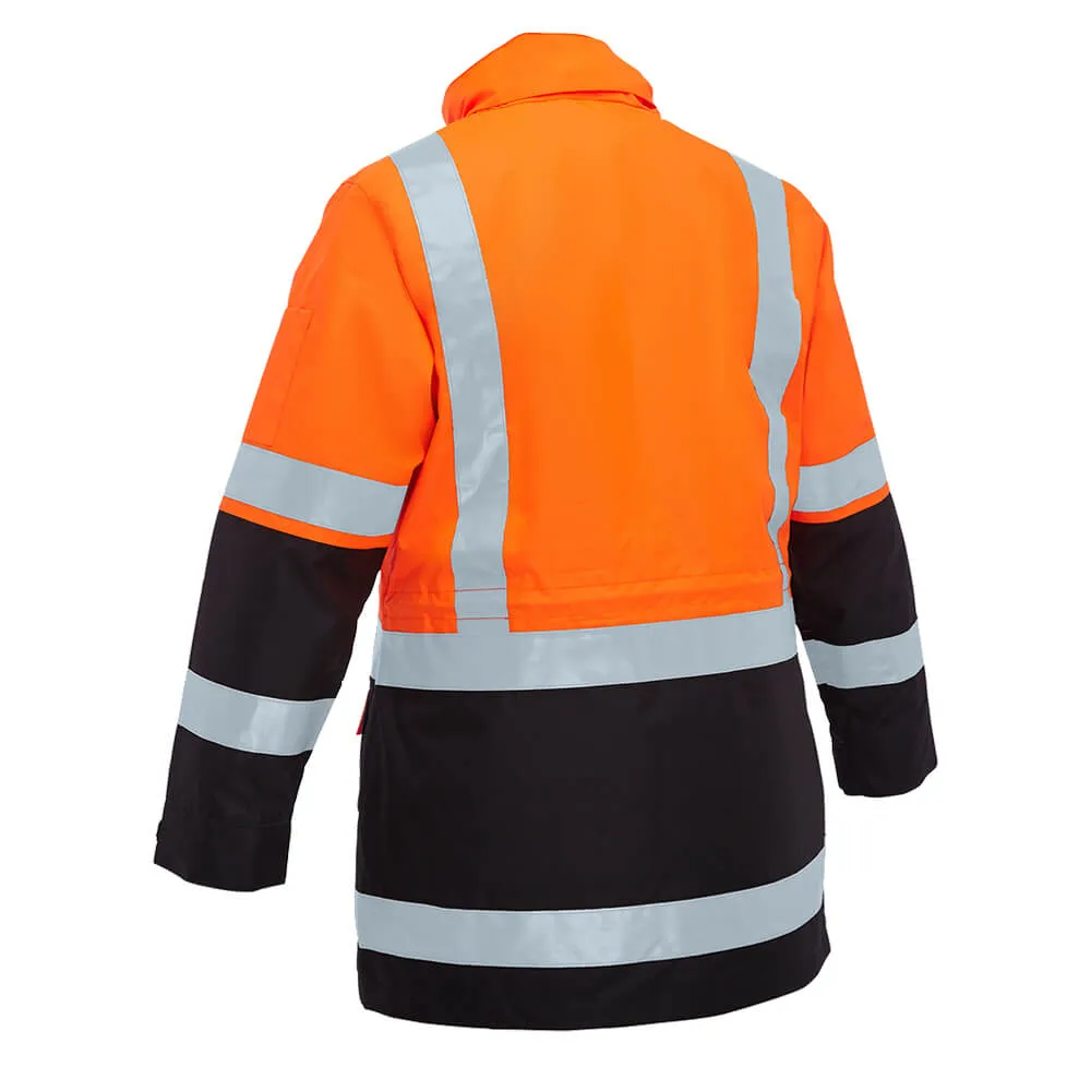 Bisley BKL6975 Women’s Taped Hi Vis 5 In 1 Rain Jacket Orange/Navy