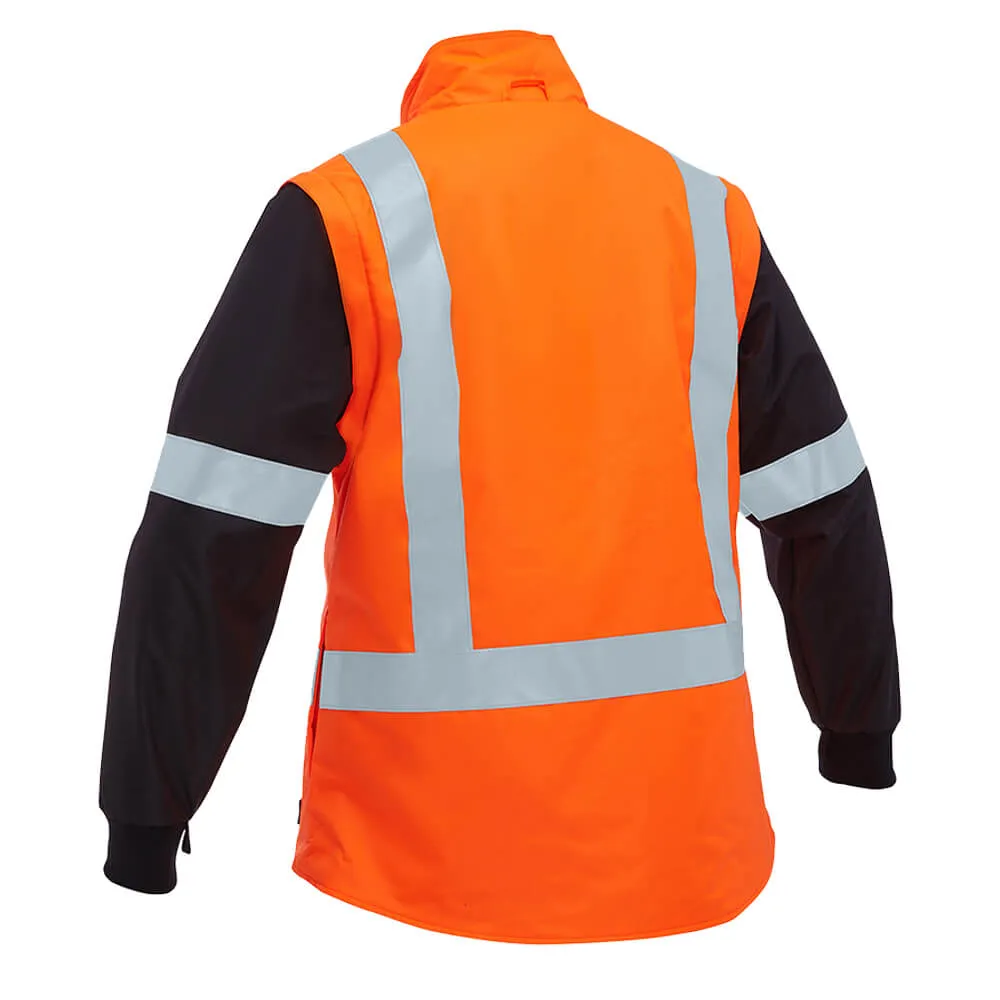 Bisley BKL6975 Women’s Taped Hi Vis 5 In 1 Rain Jacket Orange/Navy