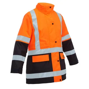 Bisley BKL6975 Women’s Taped Hi Vis 5 In 1 Rain Jacket Orange/Navy
