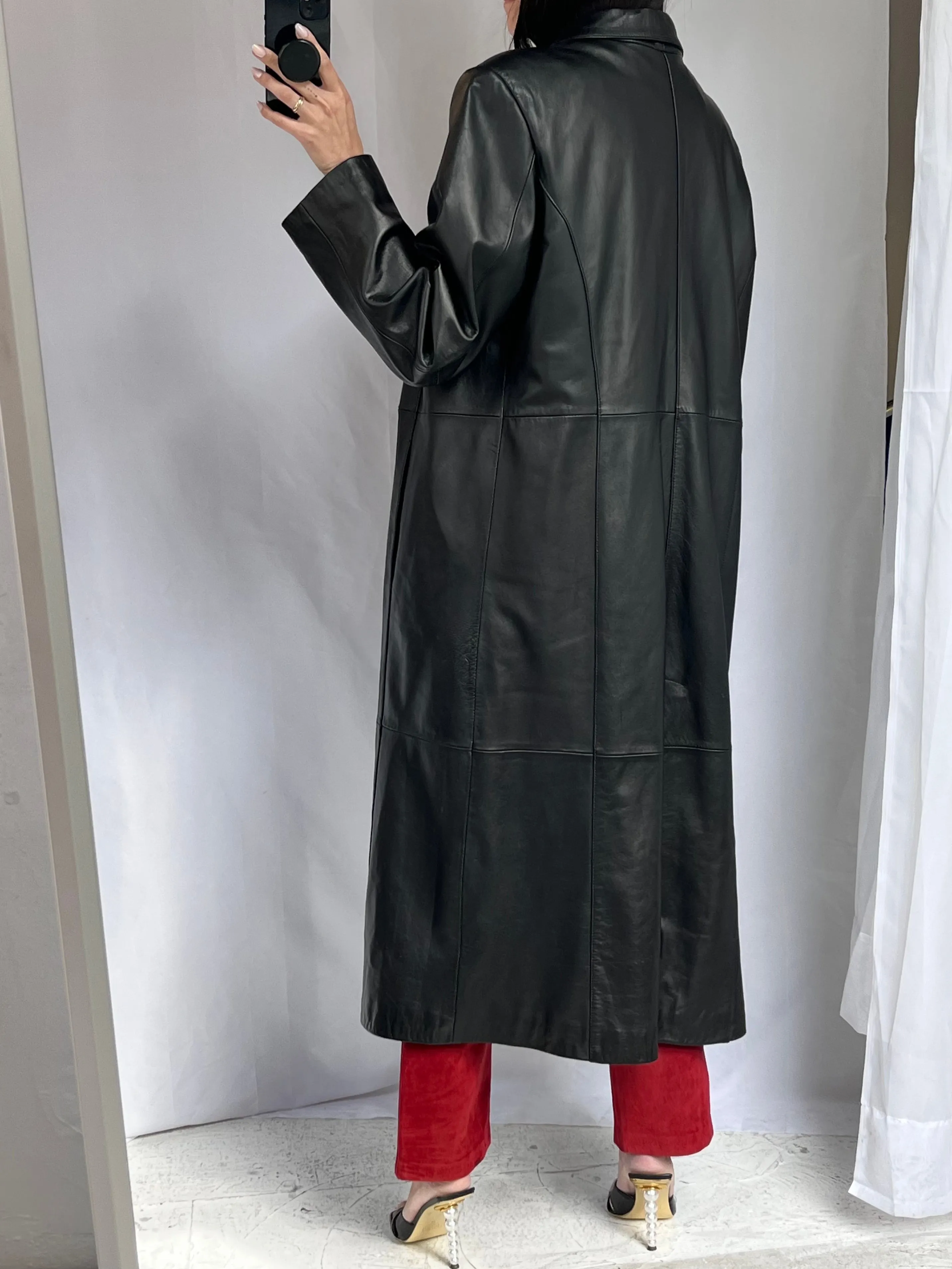Black Soft Leather Duster