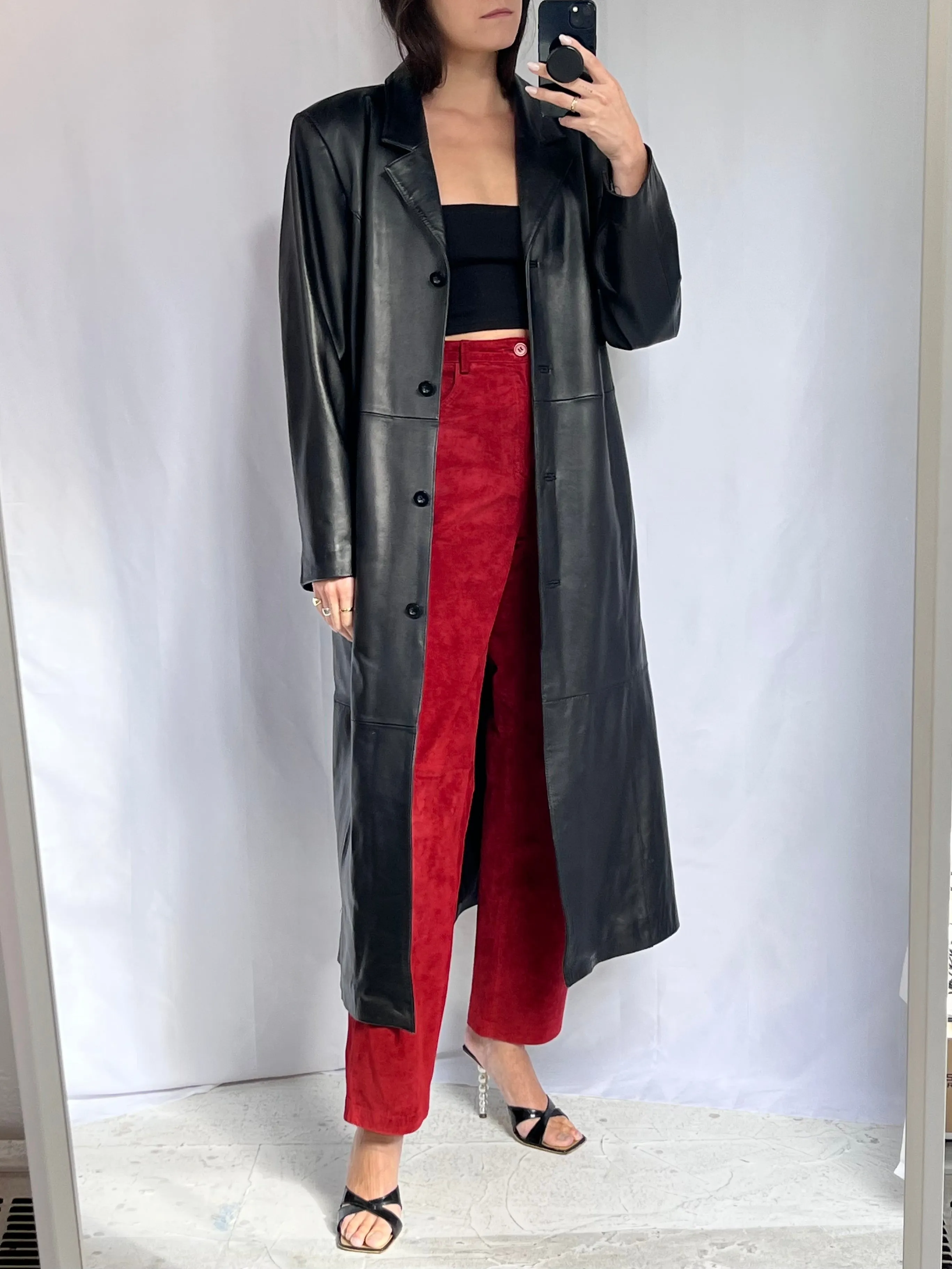 Black Soft Leather Duster
