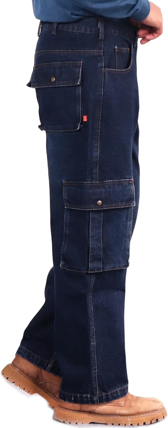 BOCOMAL FR Jeans Cargo Utility 8 Pockets Loose Fit Prewashed NFPA2112 CAT2 Flame Resistant/Fire Retardant Pants