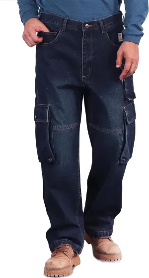 BOCOMAL FR Jeans Cargo Utility 8 Pockets Loose Fit Prewashed NFPA2112 CAT2 Flame Resistant/Fire Retardant Pants