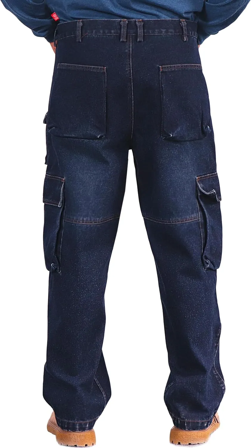 BOCOMAL FR Jeans Cargo Utility 8 Pockets Loose Fit Prewashed NFPA2112 CAT2 Flame Resistant/Fire Retardant Pants