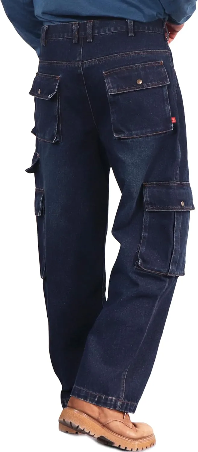 BOCOMAL FR Jeans Cargo Utility 8 Pockets Loose Fit Prewashed NFPA2112 CAT2 Flame Resistant/Fire Retardant Pants
