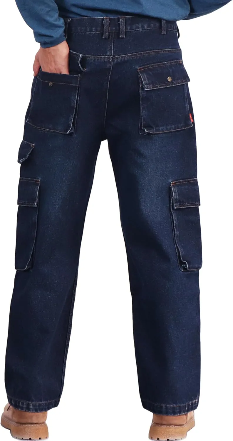BOCOMAL FR Jeans Cargo Utility 8 Pockets Loose Fit Prewashed NFPA2112 CAT2 Flame Resistant/Fire Retardant Pants