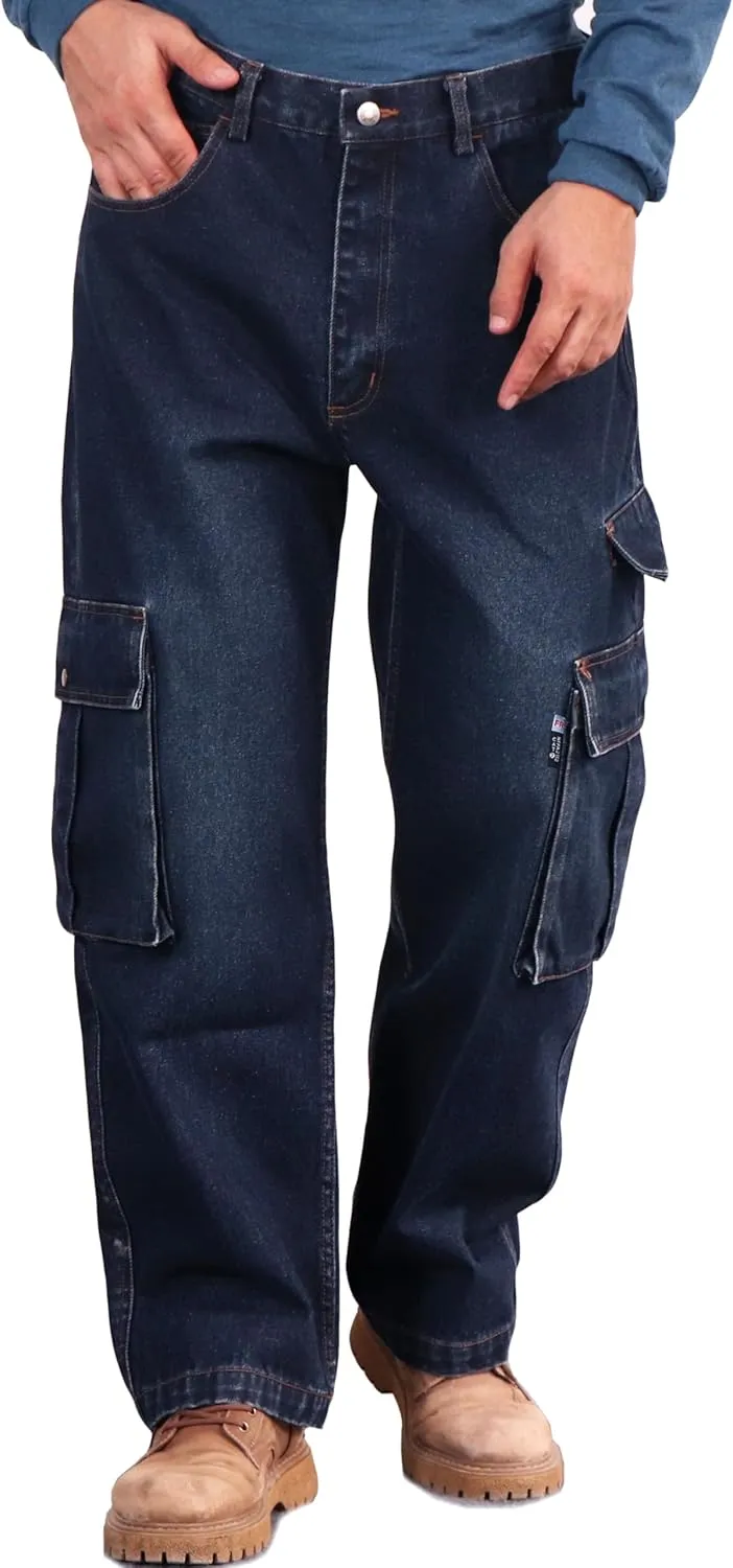 BOCOMAL FR Jeans Cargo Utility 8 Pockets Loose Fit Prewashed NFPA2112 CAT2 Flame Resistant/Fire Retardant Pants