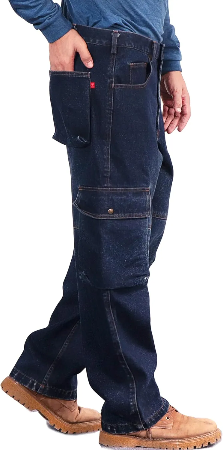 BOCOMAL FR Jeans Cargo Utility 8 Pockets Loose Fit Prewashed NFPA2112 CAT2 Flame Resistant/Fire Retardant Pants