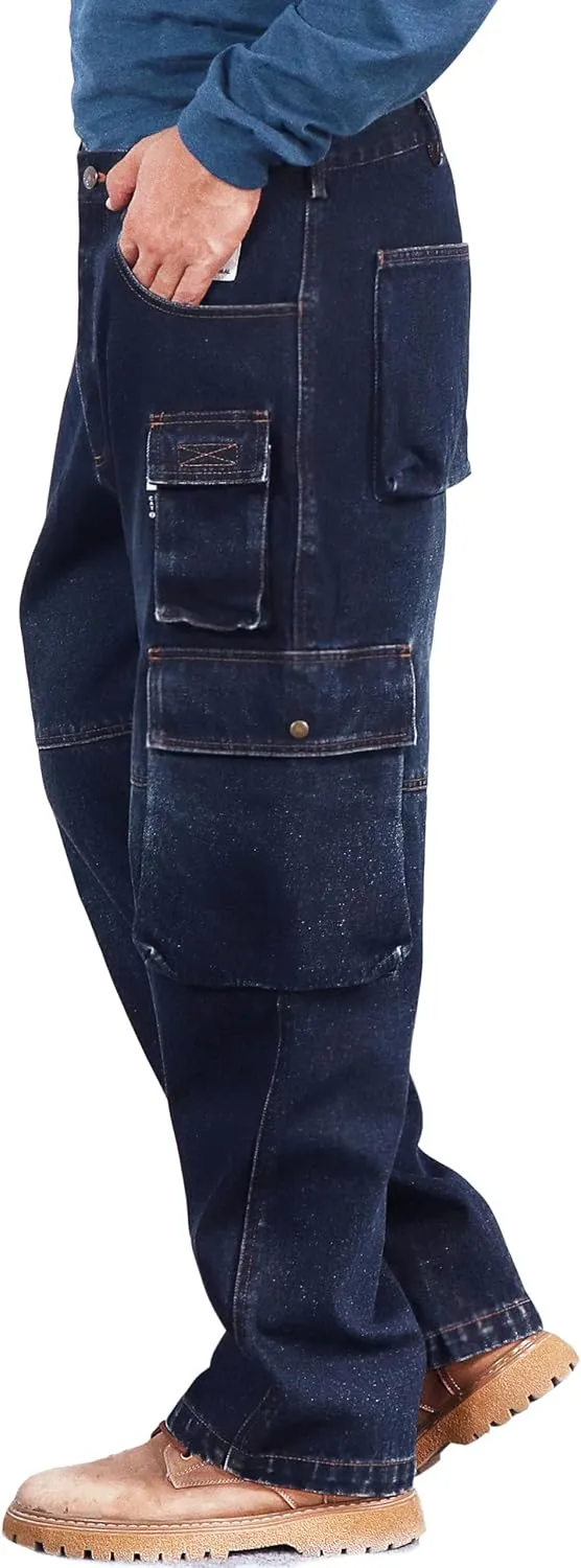 BOCOMAL FR Jeans Cargo Utility 8 Pockets Loose Fit Prewashed NFPA2112 CAT2 Flame Resistant/Fire Retardant Pants
