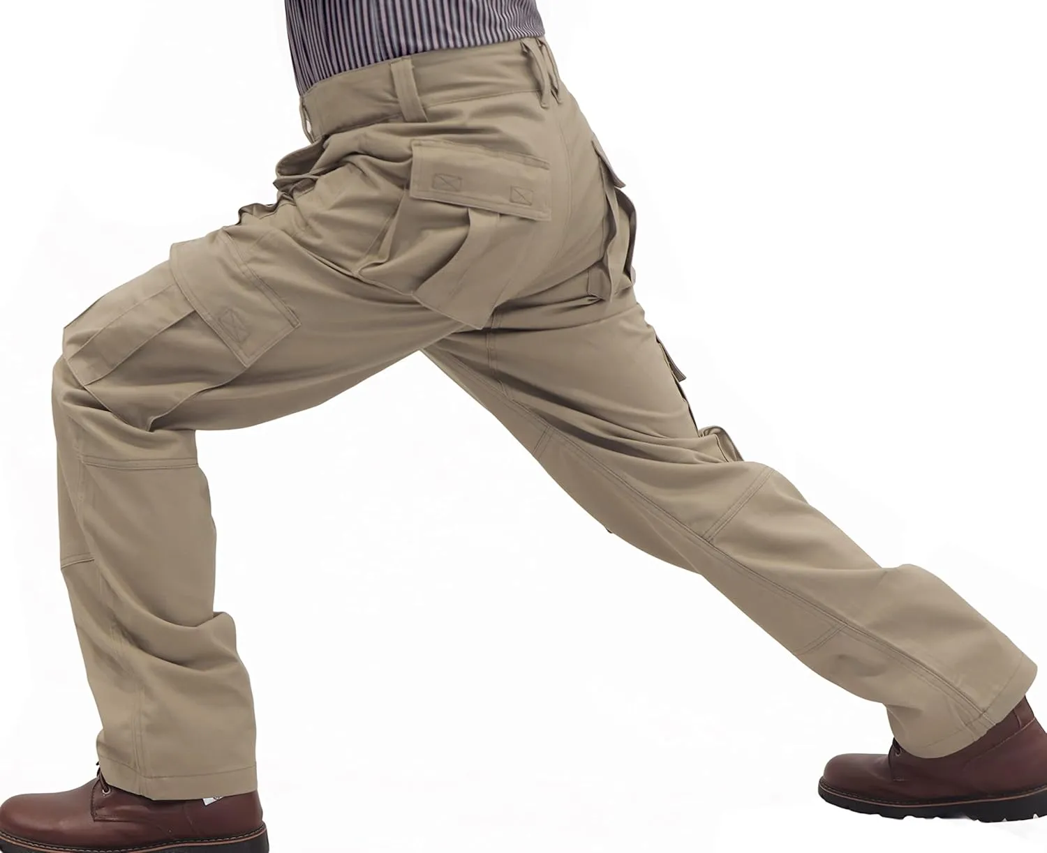 BOCOMAL FR Pants for Men Cargo Pockets Flame Resistant/Fire Retardant Elastic Waist Water & Oil Repellent Finish