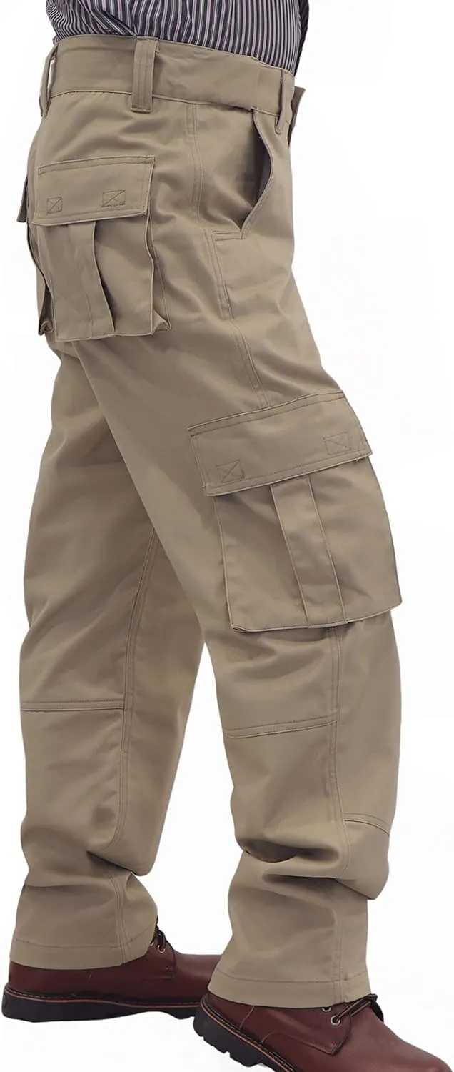 BOCOMAL FR Pants for Men Cargo Pockets Flame Resistant/Fire Retardant Elastic Waist Water & Oil Repellent Finish