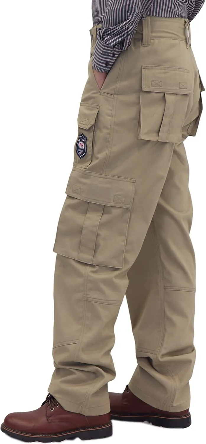 BOCOMAL FR Pants for Men Cargo Pockets Flame Resistant/Fire Retardant Elastic Waist Water & Oil Repellent Finish