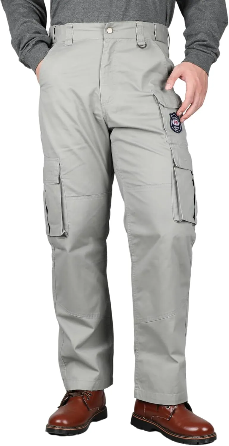 BOCOMAL FR Pants for Men Cargo Pockets Flame Resistant/Fire Retardant Elastic Waist Water & Oil Repellent Finish