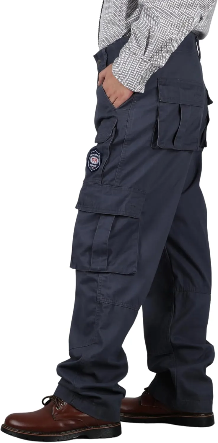 BOCOMAL FR Pants for Men Cargo Pockets Flame Resistant/Fire Retardant Elastic Waist Water & Oil Repellent Finish