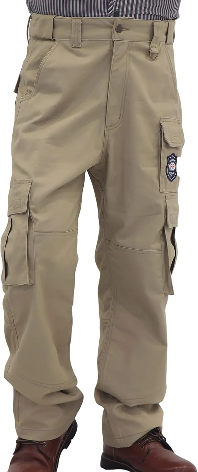 BOCOMAL FR Pants for Men Cargo Pockets Flame Resistant/Fire Retardant Elastic Waist Water & Oil Repellent Finish
