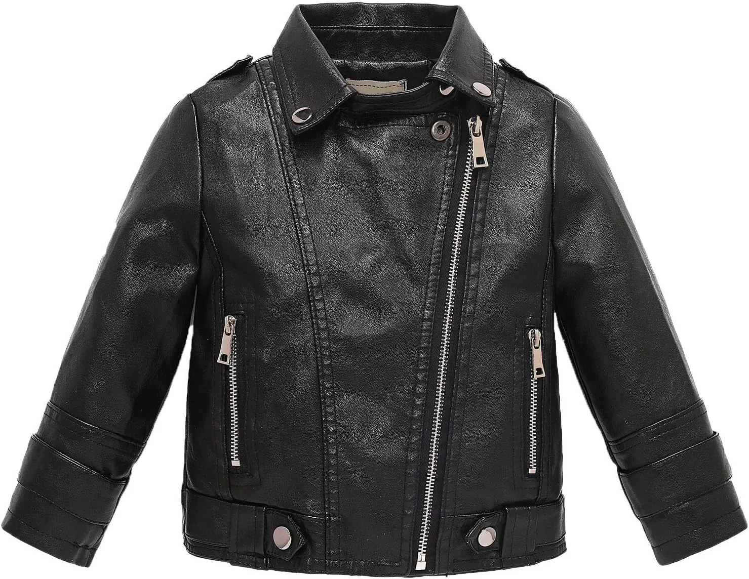 Boys' Faux Leather Motorcycle Jacket Children Zipper Leather Coats