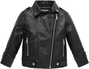 Boys' Faux Leather Motorcycle Jacket Children Zipper Leather Coats
