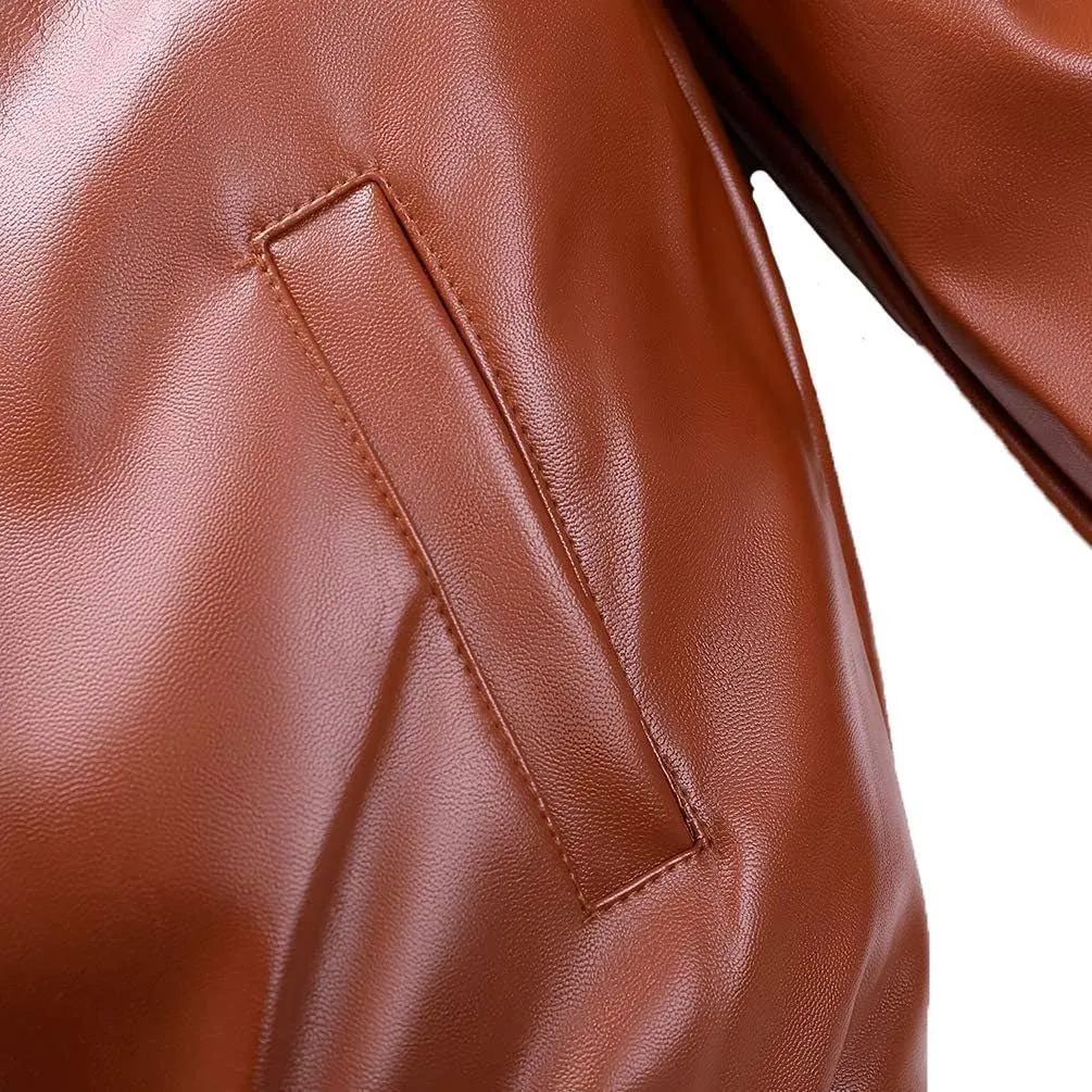 Boys' Faux Leather Motorcycle Jacket Children Zipper Leather Coats