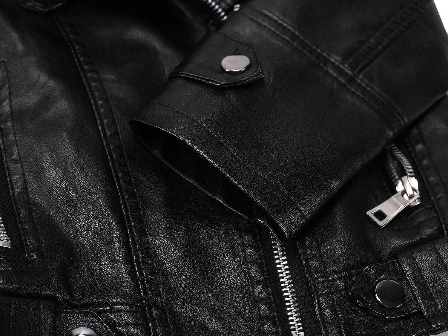 Boys' Faux Leather Motorcycle Jacket Children Zipper Leather Coats