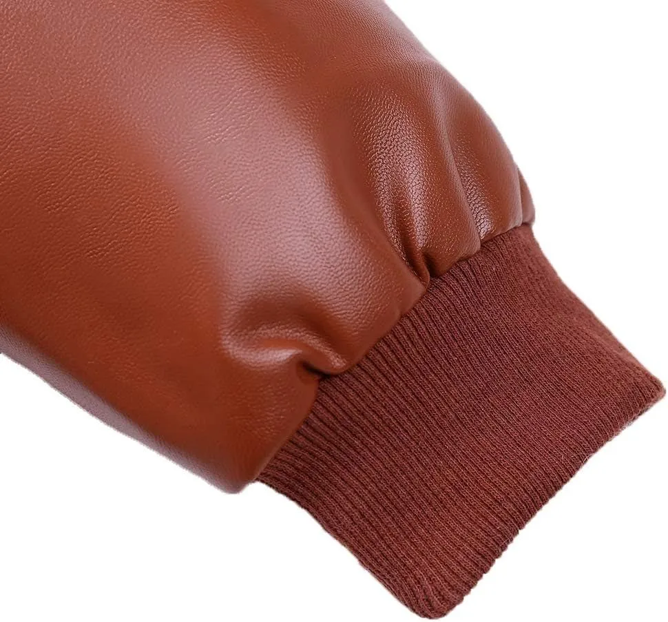 Boys' Faux Leather Motorcycle Jacket Children Zipper Leather Coats