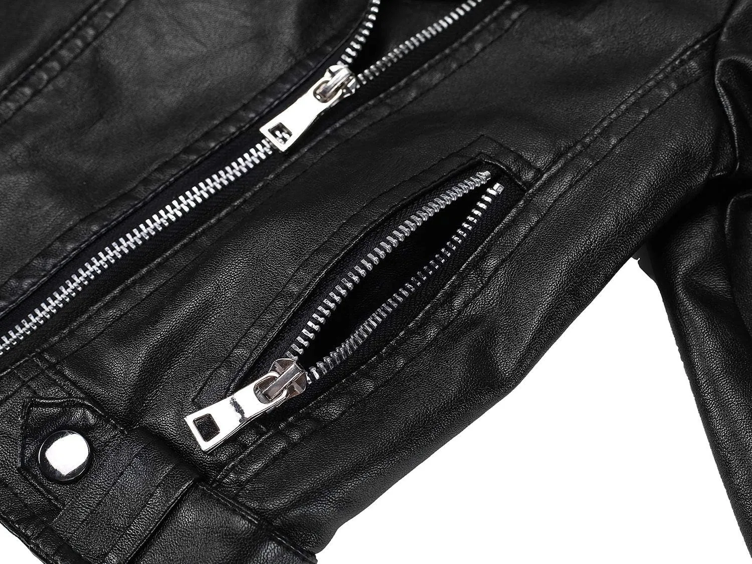 Boys' Faux Leather Motorcycle Jacket Children Zipper Leather Coats