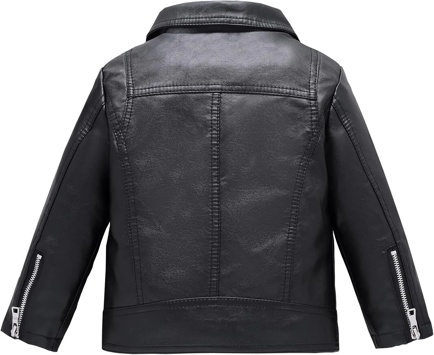 Boys Girls Trendy Stand Collar PU Leather Moto Jacket Leather Top Coat 3-12Years