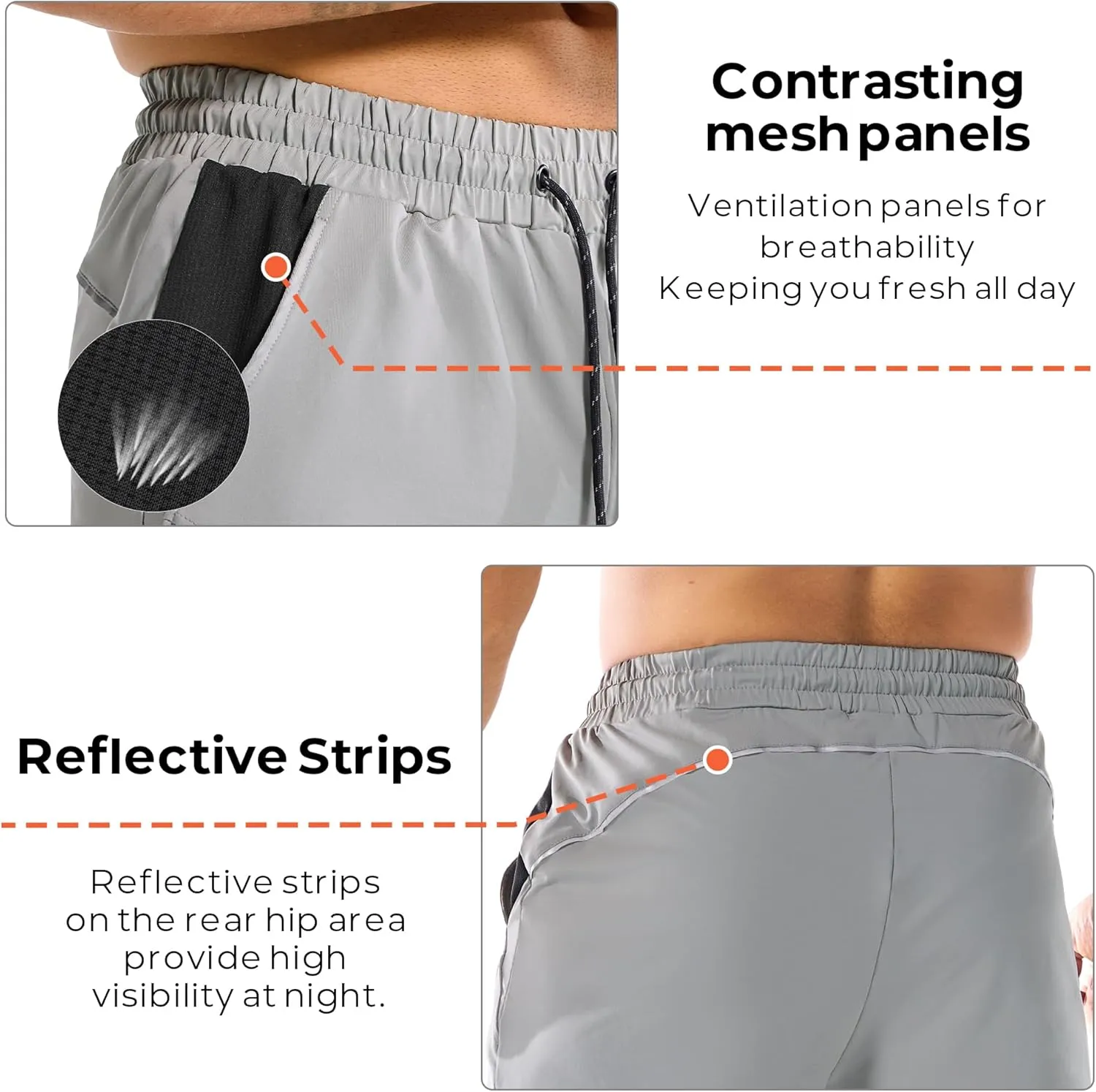BROKIG Men's 2 Pack Drylite Bodybuilding Gym Shorts with Pockets Quick Dry Stretch Workout Shorts Men