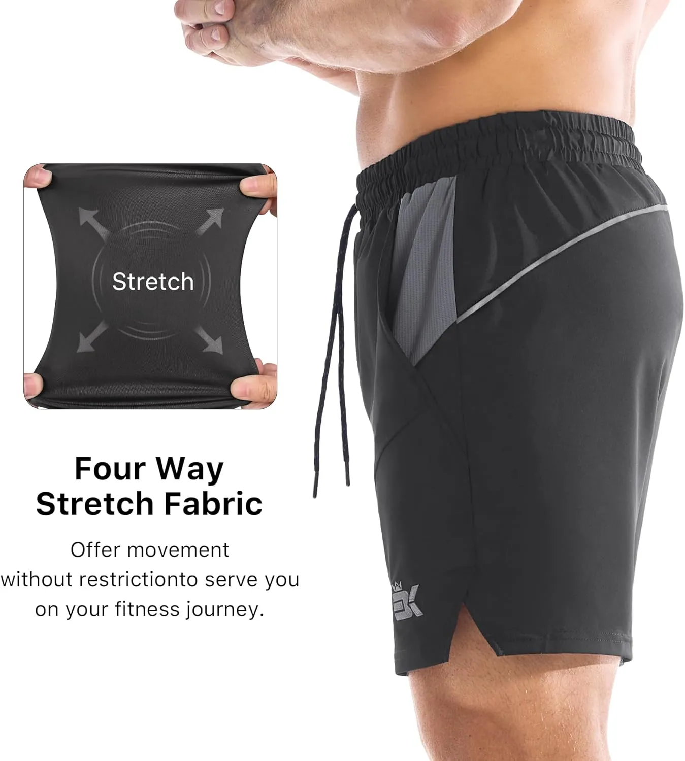 BROKIG Men's 2 Pack Drylite Bodybuilding Gym Shorts with Pockets Quick Dry Stretch Workout Shorts Men