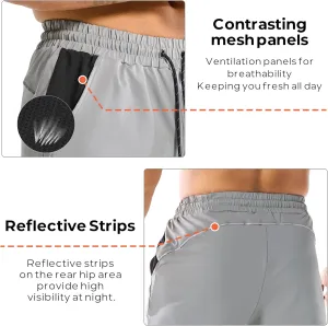 BROKIG Men's 2 Pack Drylite Bodybuilding Gym Shorts with Pockets Quick Dry Stretch Workout Shorts Men