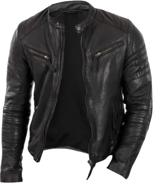 Brown Biker Leather Jacket Men - Real Lambskin Leather Cafe Racer Distressed Motorcycle Jacket