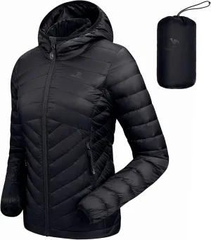 CAMEL CROWN Womens Lightweight Hooded Down Jacket Packable Puffer Insulated Coats