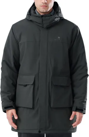 CAMELSPORTS Mens Winter Coats Long Warm Jacket with Hood Casual Quilted Puffer Parka Windproof Jackets